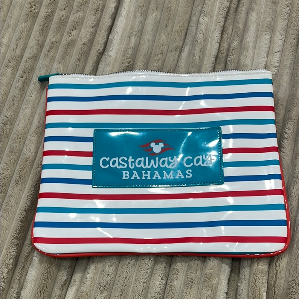Striped Pouch with Castaway Cay Disney Logo